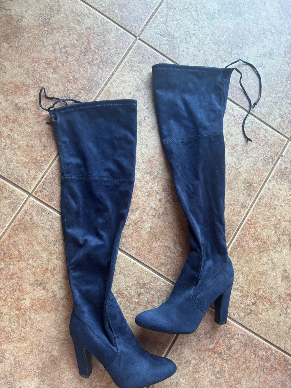 Unisa Navy Over-the-Knee High Heel Suede Boots